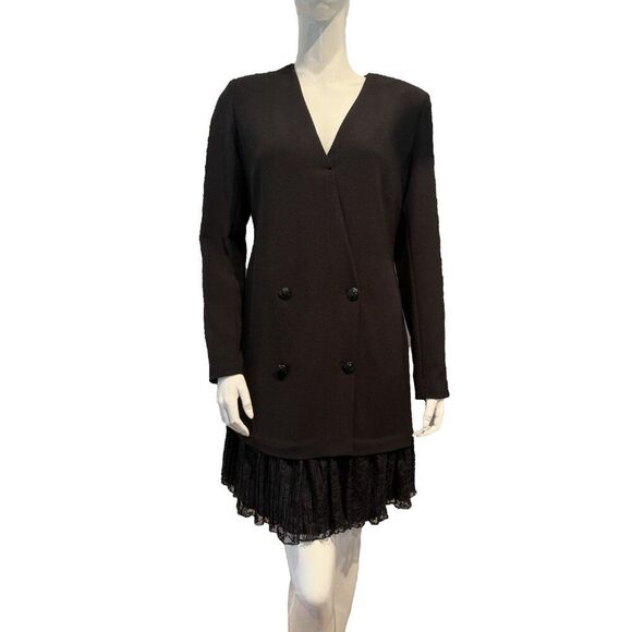 NWT The Kooples Black Jacket Dress Size (3) Large Lace Hem...